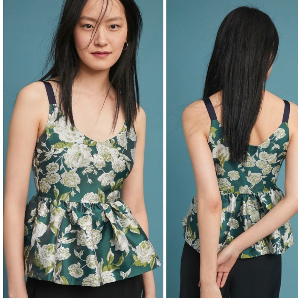 NWT Anthropologie Jacquard Floral Peplum Top